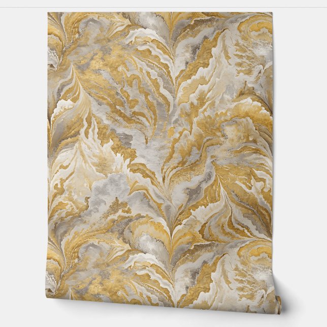 Gouden en Zilveren Werveling Elegant Behang (Afrollen)