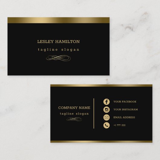 Gouden en zwart visitekaartje (Voorkant / Achterkant)