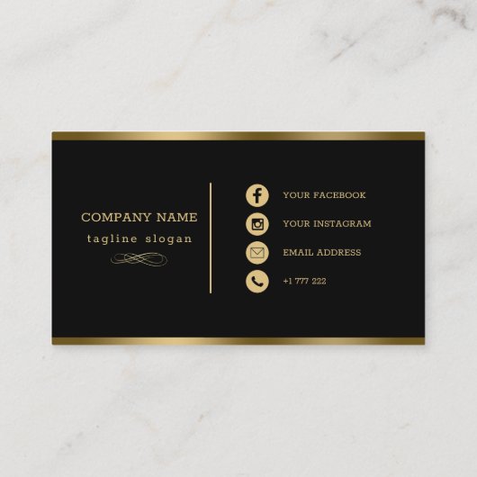 Gouden en zwart visitekaartje (Achterkant)