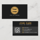 Gouden en zwart Visitekaartje met QR (Voorkant / Achterkant)