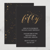 Gouden en zwarte 50-jarige verjaardag kaart (Voorkant / Achterkant)