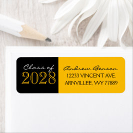Gouden en Zwarte Afstudeer Retouradres Labels