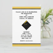 Gouden en zwarte afstudeerfeest uitnodigingen (Staand voorkant)