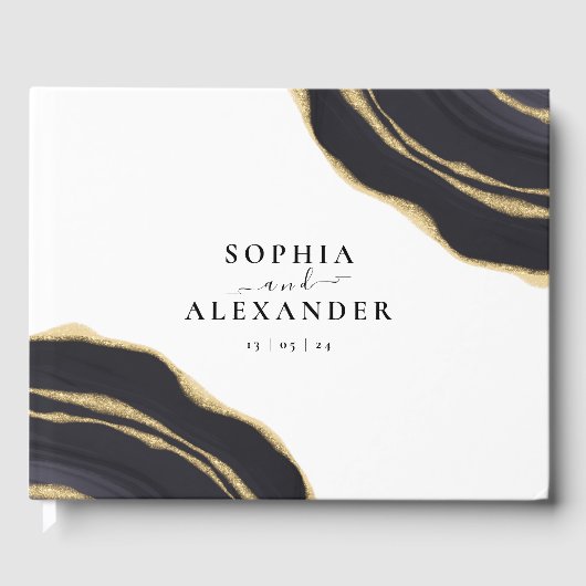 Gouden en zwarte agaat gastenboek (Voorkant)