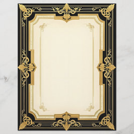 Gouden en zwarte art deco Sophisticate Briefhoofd