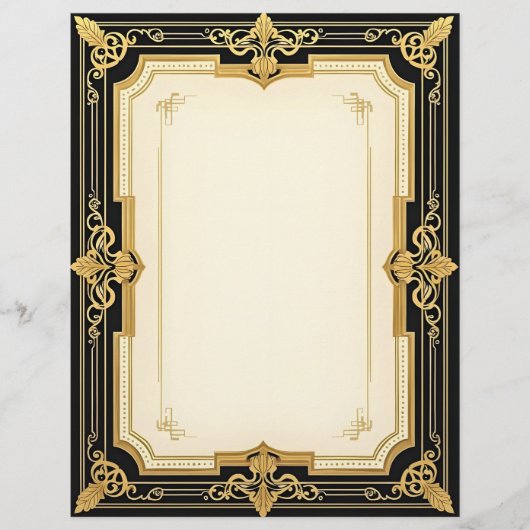 Gouden en zwarte art deco Sophisticate Briefhoofd (Voorkant)