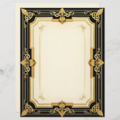 Gouden en zwarte art deco Sophisticate Briefhoofd (Voorkant / Achterkant)