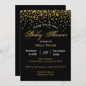 Gouden en zwarte Baby showers uitnodiging (Voorkant / Achterkant)