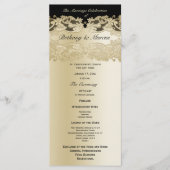 Gouden en zwarte bloemenkant trouwprogramma programmakaart (Voorkant)