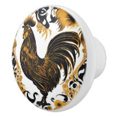 Gouden en zwarte boerderij Haan Keramische Knop (Rechts)