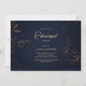 Gouden en Zwarte Botanische Uitnodiging (Voorkant)