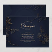 Gouden en Zwarte Botanische Uitnodiging (Voorkant / Achterkant)