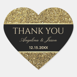 Gouden en zwarte bruiloft Dank u gunst Hart Sticker