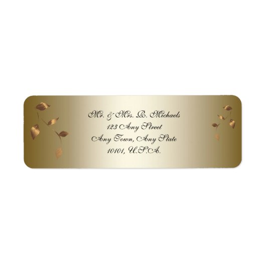 Gouden en zwarte bruiloft retouradres etiket (Voorkant)