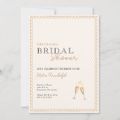 Gouden en Zwarte Champagne Bruidsfeest Uitnodiging (Voorkant)