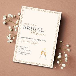 Gouden en Zwarte Champagne Bruidsfeest Uitnodiging