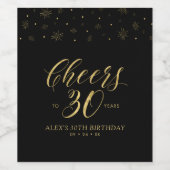 Gouden en zwarte Cheers 30 jaar, 30e verjaardag Wijn Etiket (Enkel label)