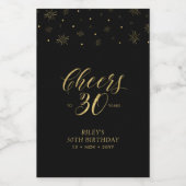 Gouden en zwarte Cheers 30 jaar, 30e verjaardag Wijn Etiket (Enkel label)