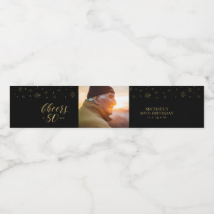 Gouden en Zwarte Cheers 80 jaar, 80e verjaardag Waterfles Etiket