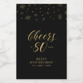 Gouden en Zwarte Cheers 80 jaar, 80e verjaardag Wijn Etiket (Enkel label)