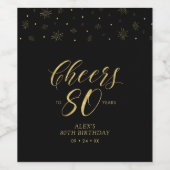 Gouden en Zwarte Cheers 80 jaar, 80e verjaardag Wijn Etiket (Enkel label)