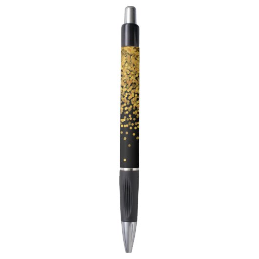 Gouden en Zwarte Confettien Pen (Voorkant Verticaal)