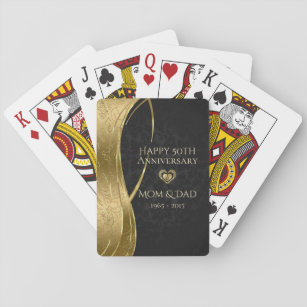 Gouden en zwarte damast speelkaarten