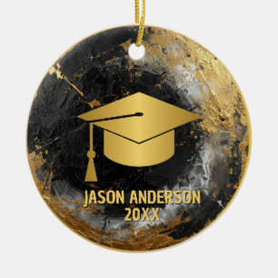 Gouden en Zwarte Douaneafstudeerornament Keramisch Ornament