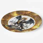 Gouden en zwarte draak met Dragon Scale Border Papieren Bordje (Gekanteld)