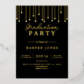 Gouden en zwarte elegante Afstuderen Klasse van 20 Folie Uitnodiging (Voorkant)