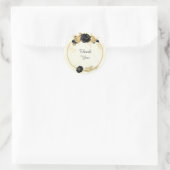 gouden en zwarte florale dank je bruiloft ronde sticker (Tas)