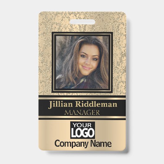 Gouden en Zwarte Foto en Logo Badge (Voorzijde)