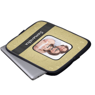 Gouden en zwarte foto sjabloon laptop sleeve