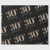 Gouden en zwarte glitter nummer 30ste verjaardag cadeaupapier (Vlak)