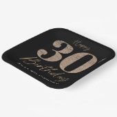 Gouden en zwarte glitter nummer 30ste verjaardag papieren bordje (Gebogen)