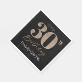 Gouden en zwarte glitter nummer 30ste verjaardag servet (Hoek)