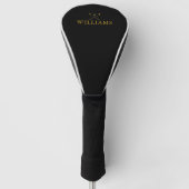 Gouden en Zwarte Golfclubs met Naam Golfheadcover (Voorkant)