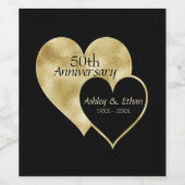 Gouden en zwarte harten wijn etiket (Enkel label)