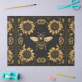 Gouden en zwarte hommel en zonnebloemen tissuepapier (Craft)
