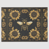 Gouden en zwarte hommel en zonnebloemen tissuepapier (Voorkant)