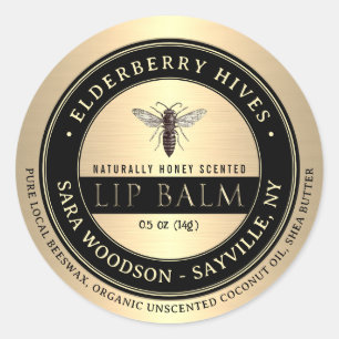Gouden en Zwarte Honing Geurende Lip Balm Koningin Ronde Sticker