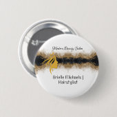 Gouden en zwarte Kapsalon Ronde Button 5,7 Cm (Voorkant /achterkant)