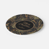 Gouden en zwarte kerstbloem papieren bordje (Gekanteld)