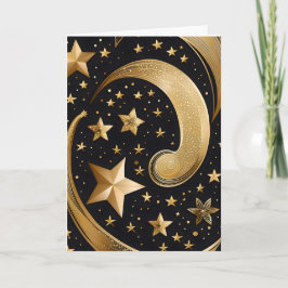 Gouden en zwarte Kerststerren Feestdagen Kaart