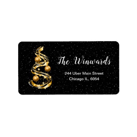 Gouden en zwarte kerstversiering etiket (Voorkant)