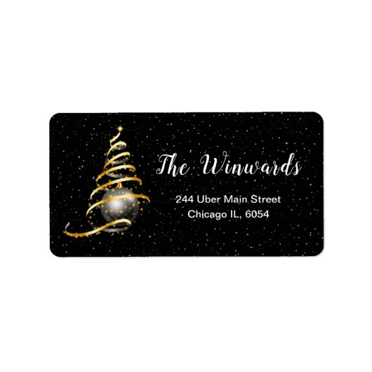 Gouden en zwarte kerstversiering etiket (Voorkant)