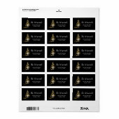 Gouden en zwarte kerstversiering etiket (Full Sheet)
