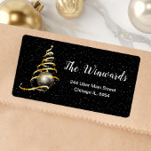 Gouden en zwarte kerstversiering etiket