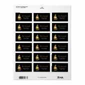 Gouden en zwarte kerstversiering etiket (Full Sheet)