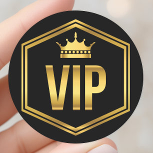 Gouden en Zwarte Kroon VIP-feestpas Ronde Sticker